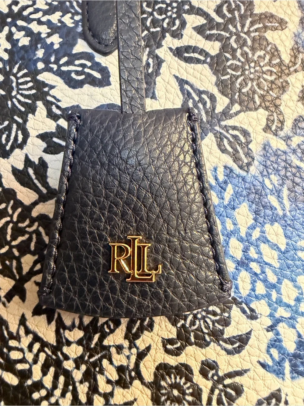Lauren Ralph Lauren Navy and Blue Floral Tote with Navy Pouch- NWOT